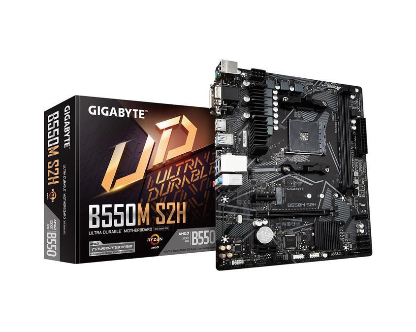 Материнская плата Gigabyte B550M S2H на прогрессивном чипсете AMD B550 в варианте для экономных, где с экономией слегка перестарались